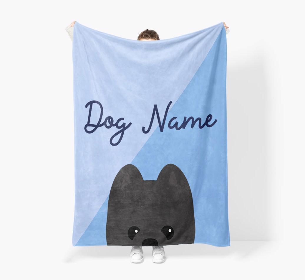 Peeking Name: Personalized {breedFullName} Premium Sherpa Fleece Blanket
