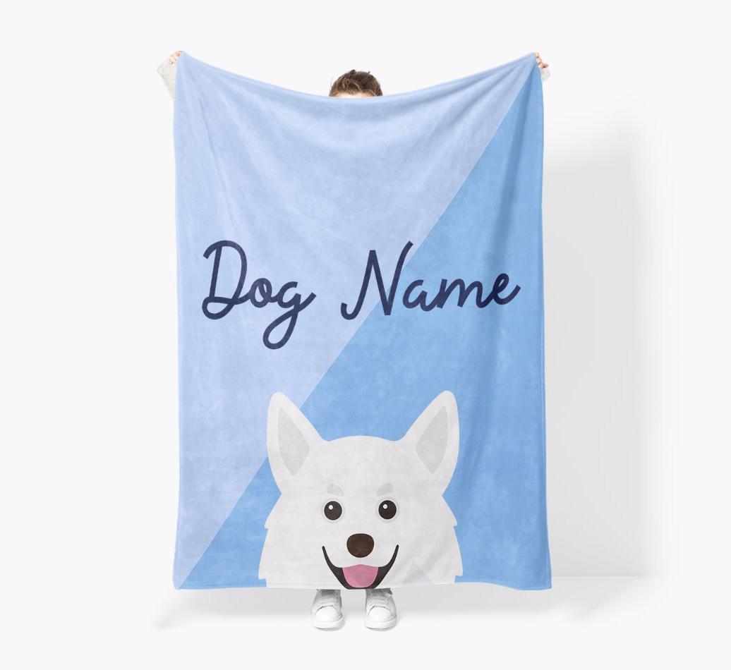 Peeking Name: Personalized {breedFullName} Premium Sherpa Fleece Blanket