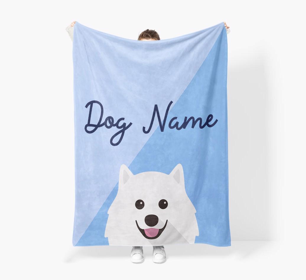 Peeking Name: Personalized {breedFullName} Premium Sherpa Fleece Blanket