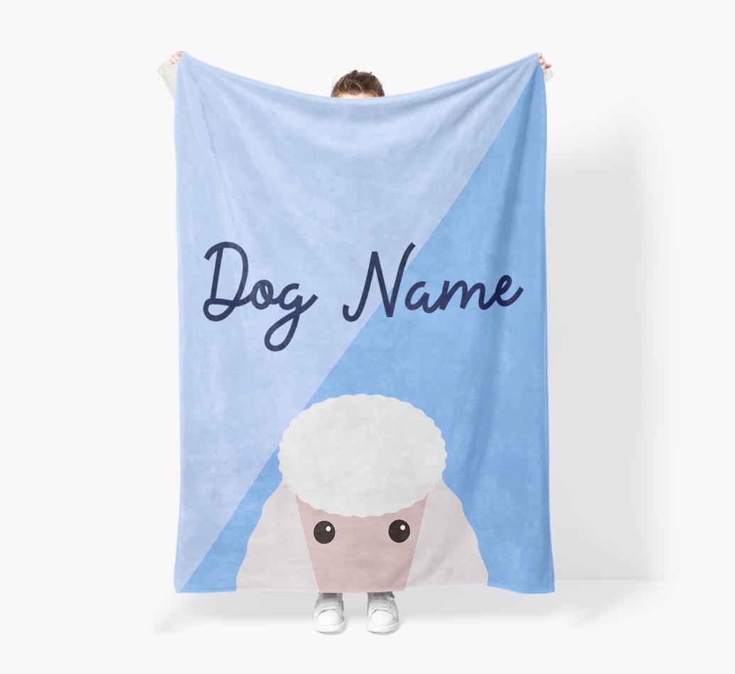 Peeking Name: Personalized {breedFullName} Premium Sherpa Fleece Blanket