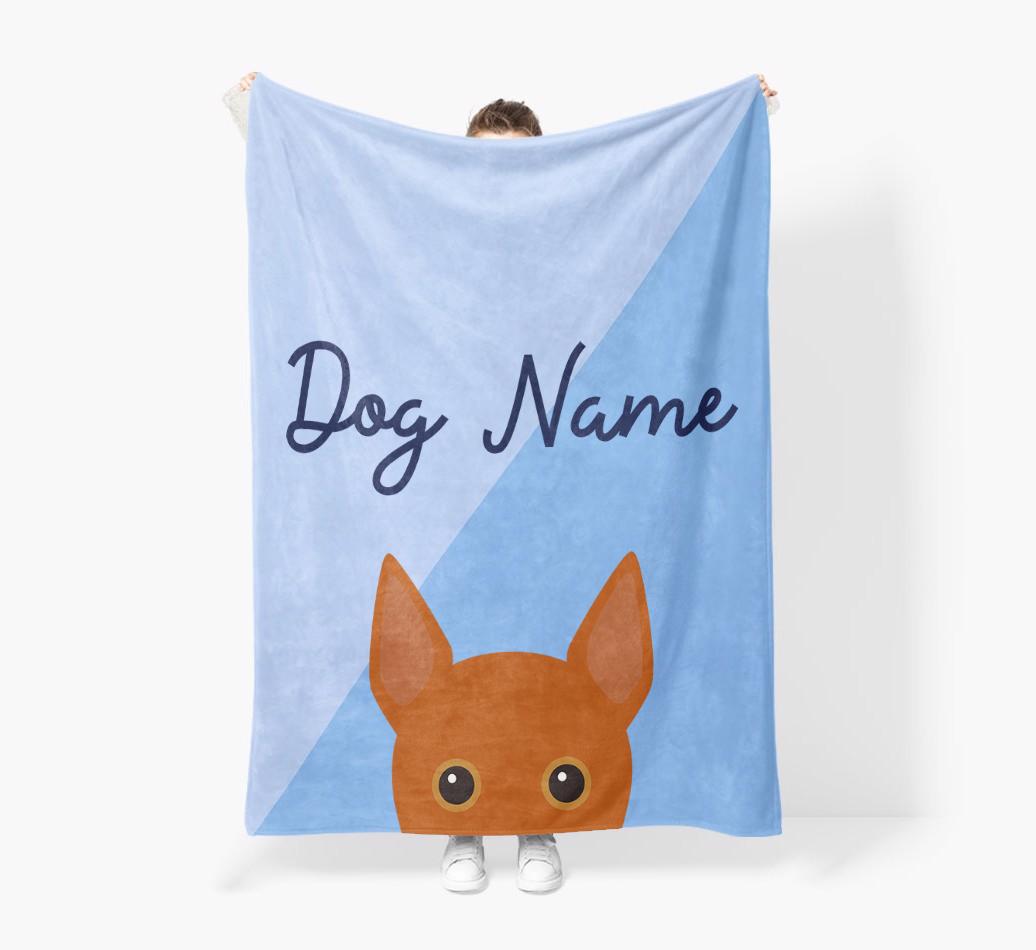 Peeking Name: Personalized {breedFullName} Premium Sherpa Fleece Blanket