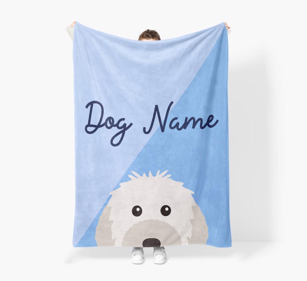 Peeking Name: Personalized {breedFullName} Premium Sherpa Fleece Blanket