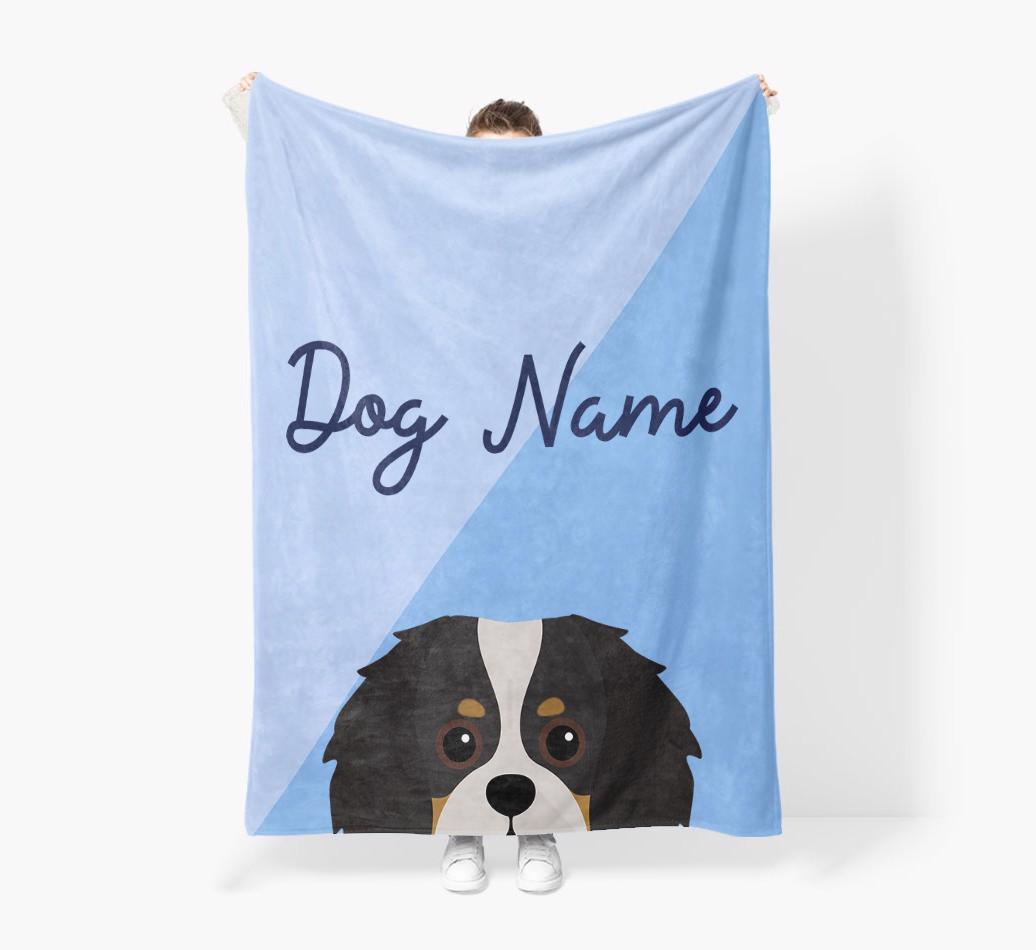 Peeking Name: Personalized {breedFullName} Premium Sherpa Fleece Blanket