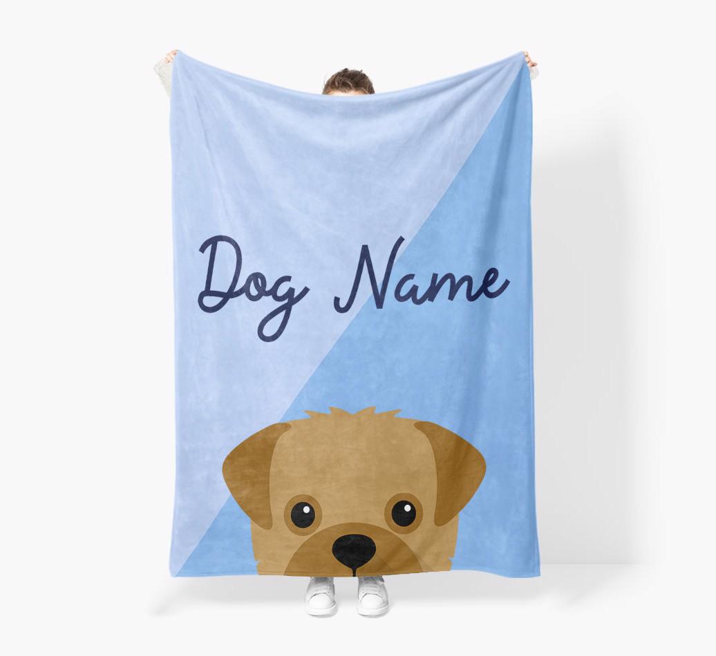 Peeking Name: Personalized {breedFullName} Premium Sherpa Fleece Blanket