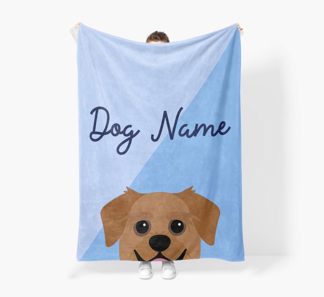 Peeking Name: Personalized {breedFullName} Premium Sherpa Fleece Blanket