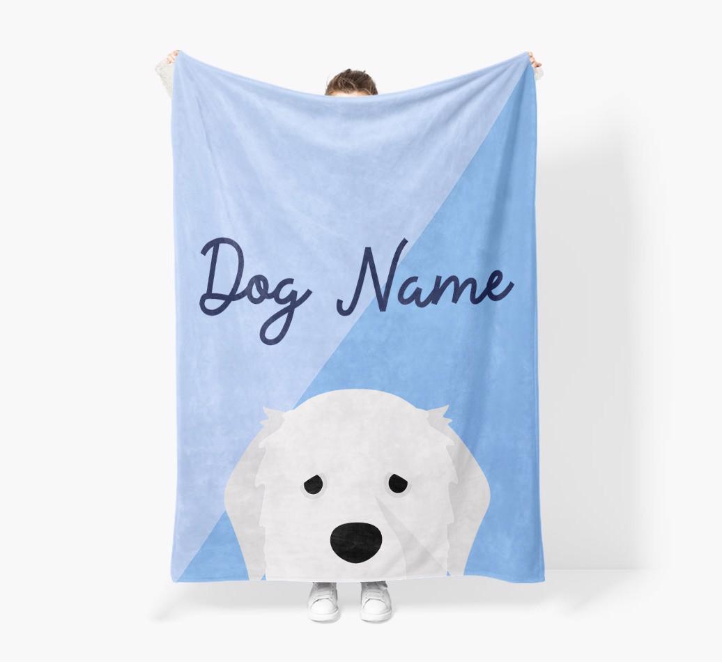 Peeking Name: Personalized {breedFullName} Premium Sherpa Fleece Blanket