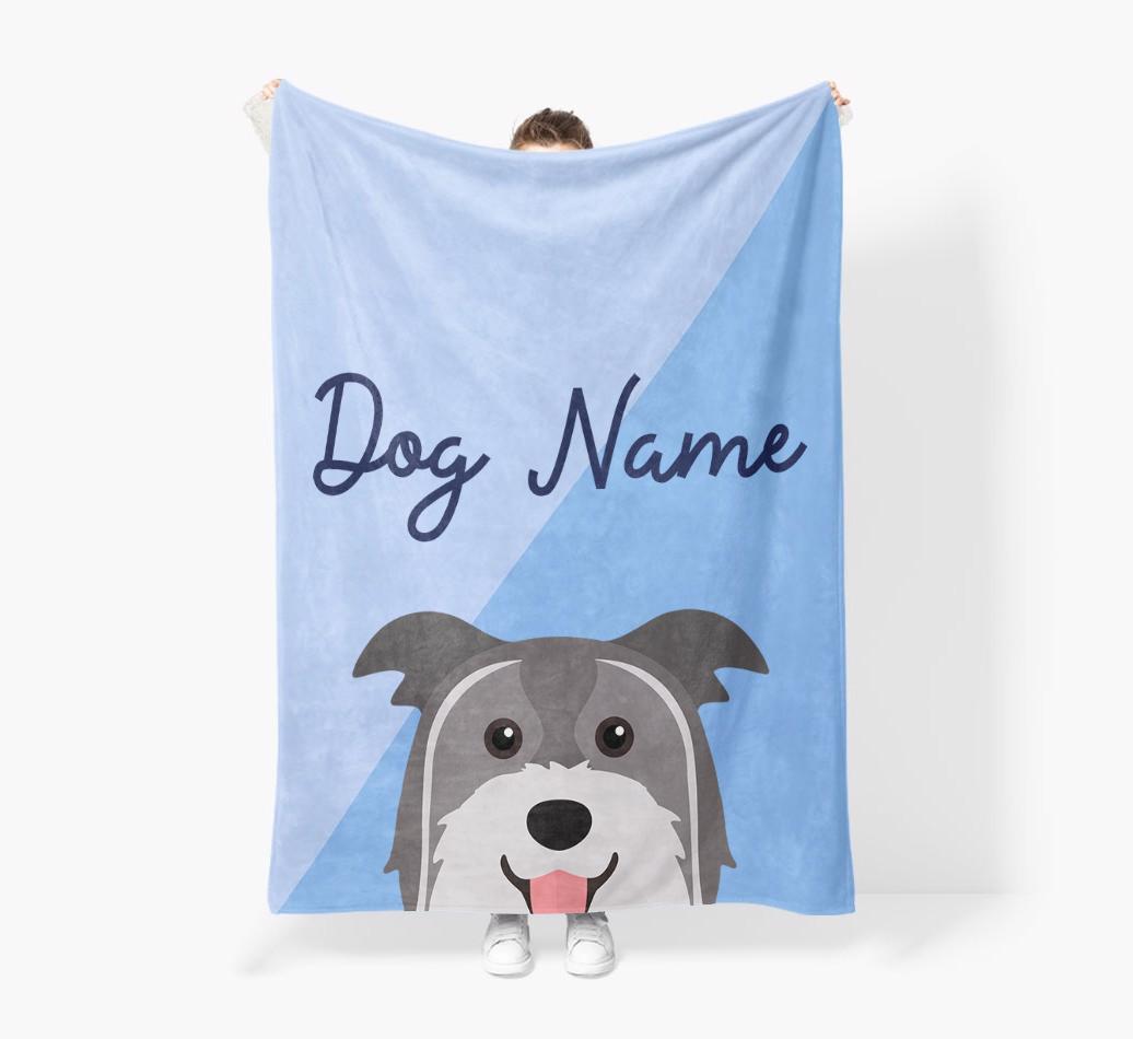 Peeking Name: Personalized {breedFullName} Premium Sherpa Fleece Blanket