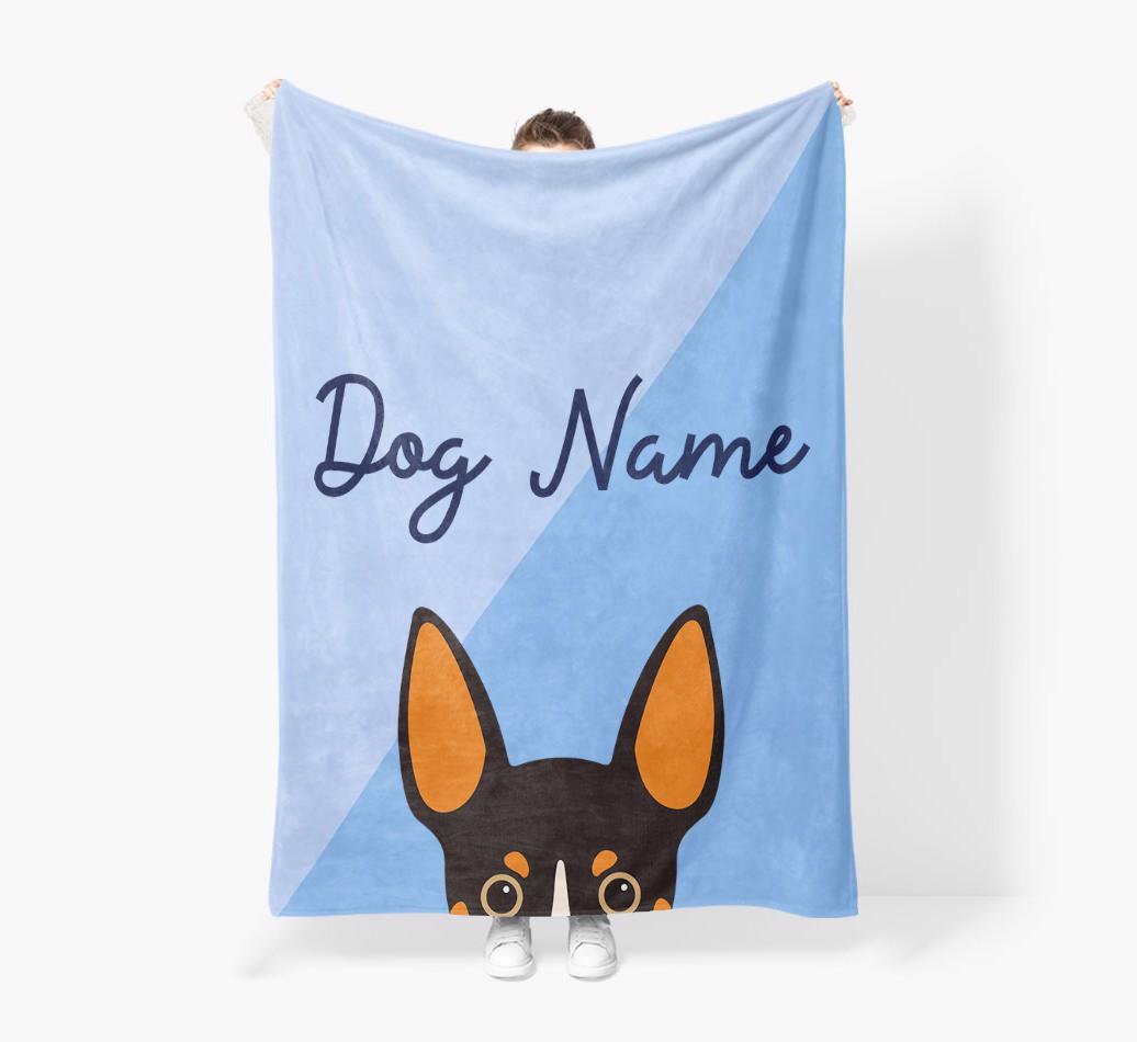 Peeking Name: Personalized {breedFullName} Premium Sherpa Fleece Blanket