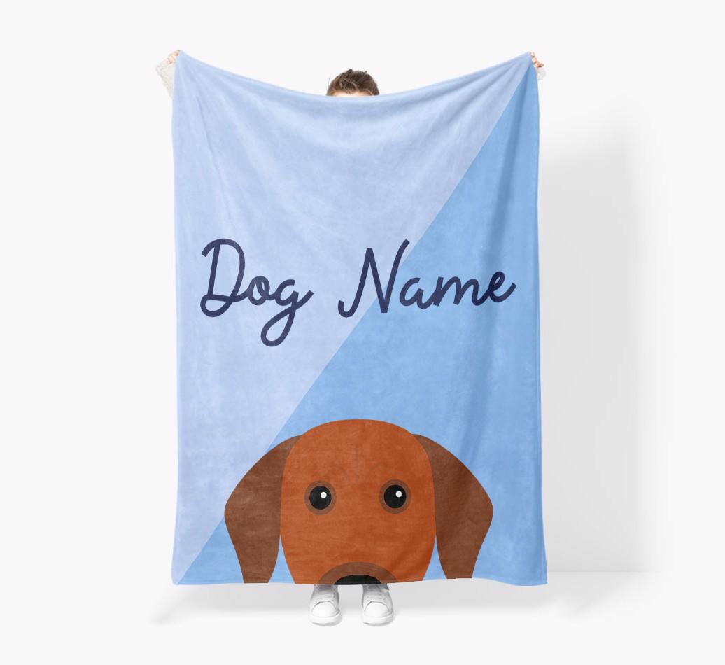 Peeking Name: Personalized {breedFullName} Premium Sherpa Fleece Blanket