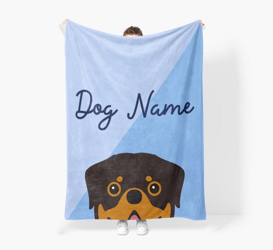 Peeking Name: Personalized {breedFullName} Premium Sherpa Fleece Blanket