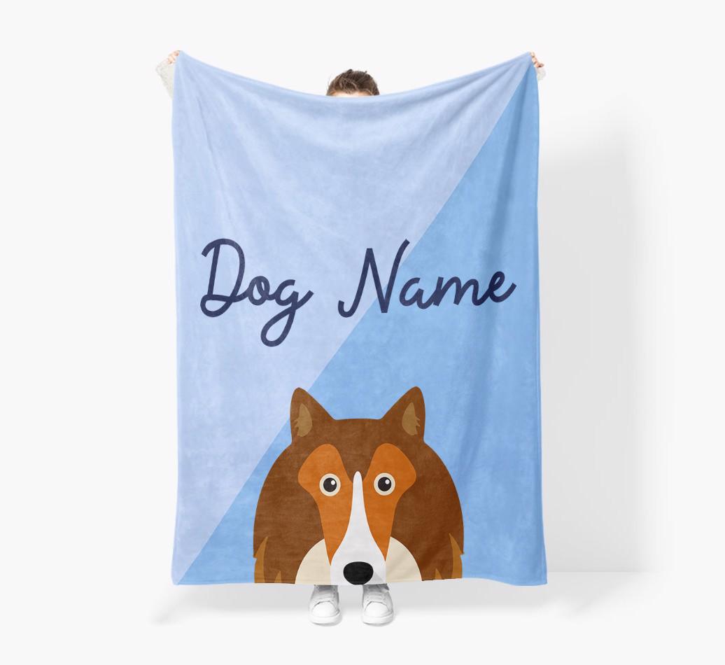 Peeking Name: Personalized {breedFullName} Premium Sherpa Fleece Blanket