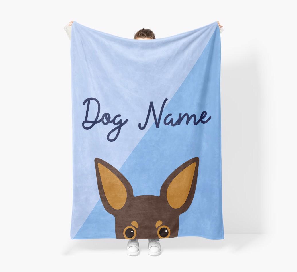 Peeking Name: Personalized {breedFullName} Premium Sherpa Fleece Blanket