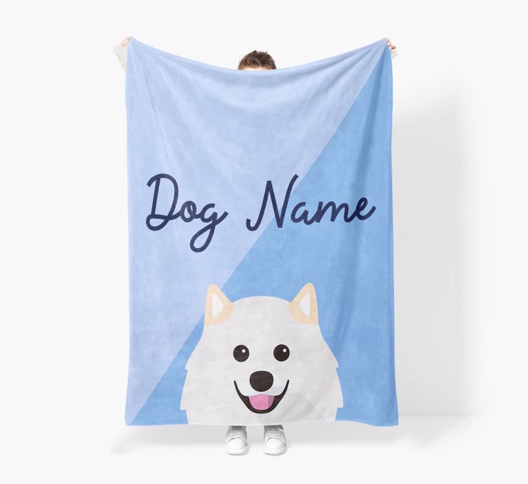 Peeking Name: Personalized {breedFullName} Premium Sherpa Fleece Blanket