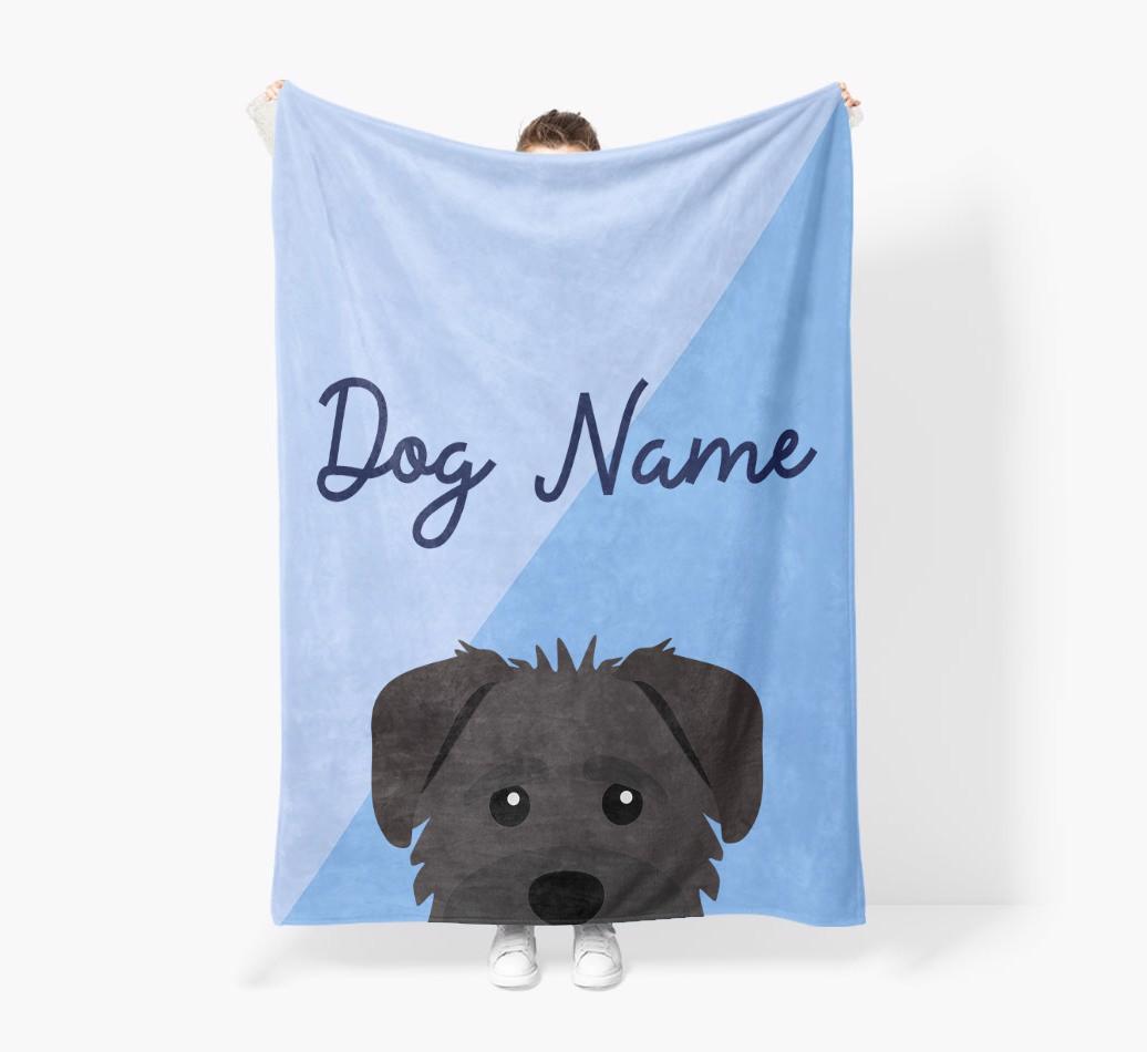 Peeking Name: Personalized {breedFullName} Premium Sherpa Fleece Blanket