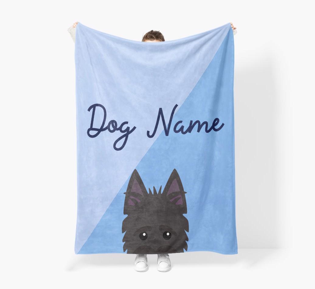 Peeking Name: Personalized {breedFullName} Premium Sherpa Fleece Blanket
