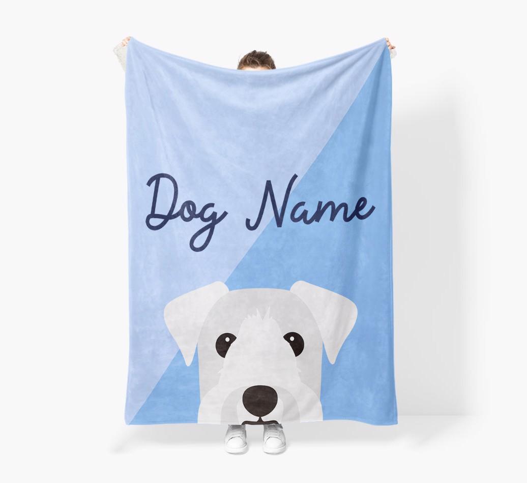 Peeking Name: Personalized {breedFullName} Premium Sherpa Fleece Blanket