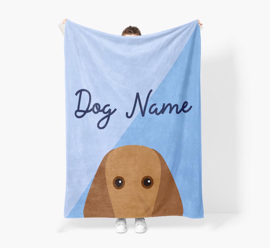 Peeking Name: Personalized {breedFullName} Premium Sherpa Fleece Blanket