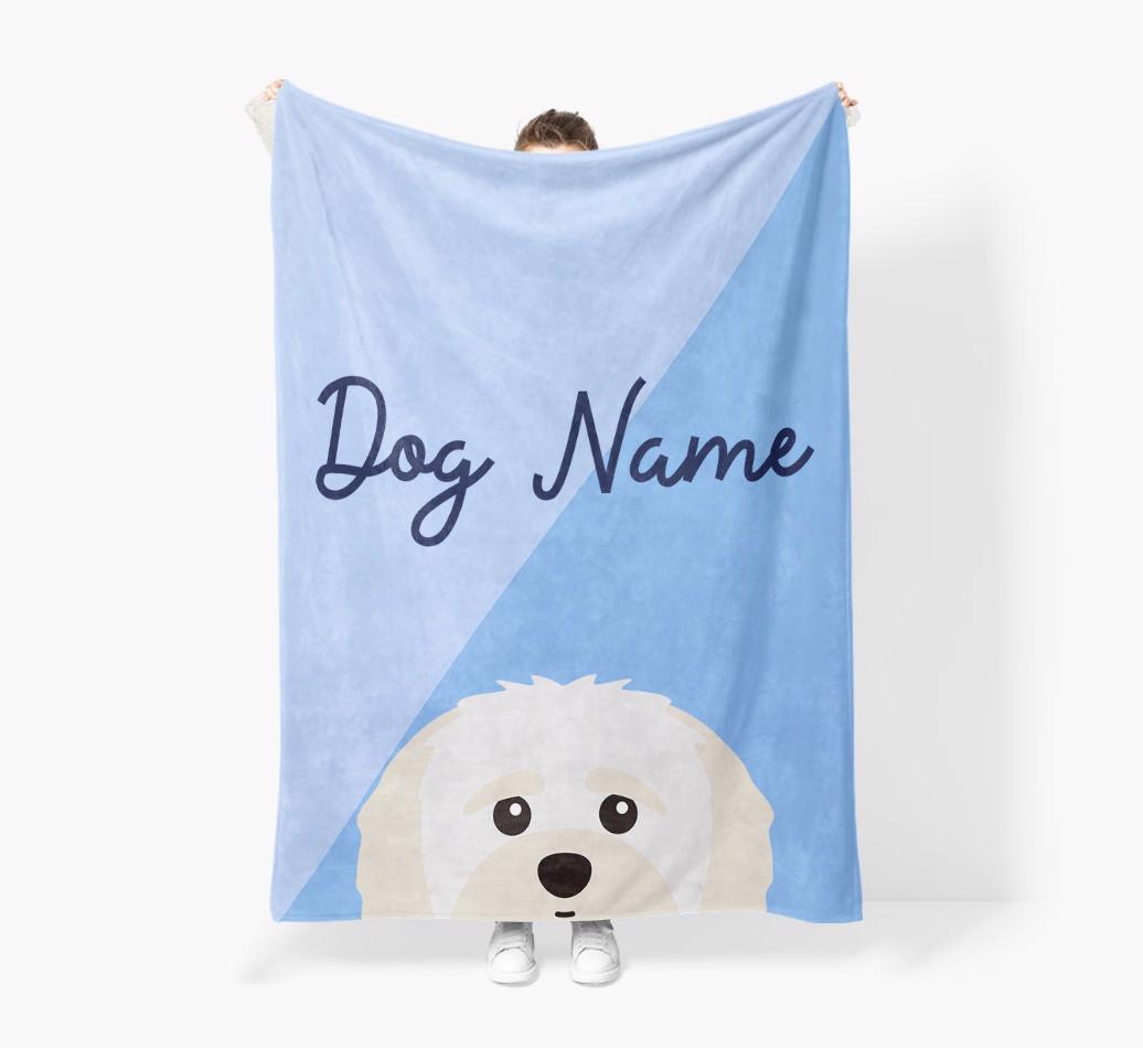 Peeking Name: Personalized {breedFullName} Premium Sherpa Fleece Blanket