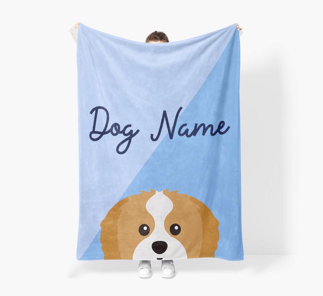 Peeking Name: Personalized {breedFullName} Premium Sherpa Fleece Blanket