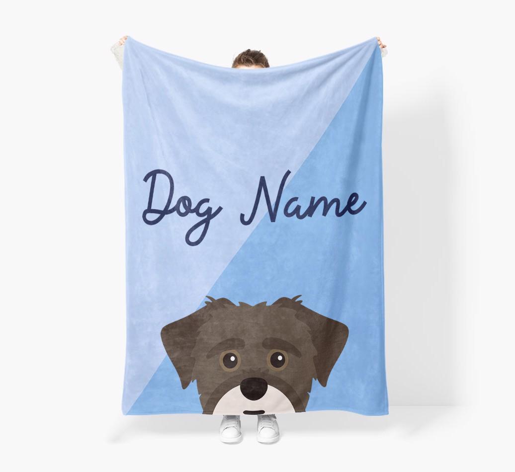 Peeking Name: Personalized {breedFullName} Premium Sherpa Fleece Blanket