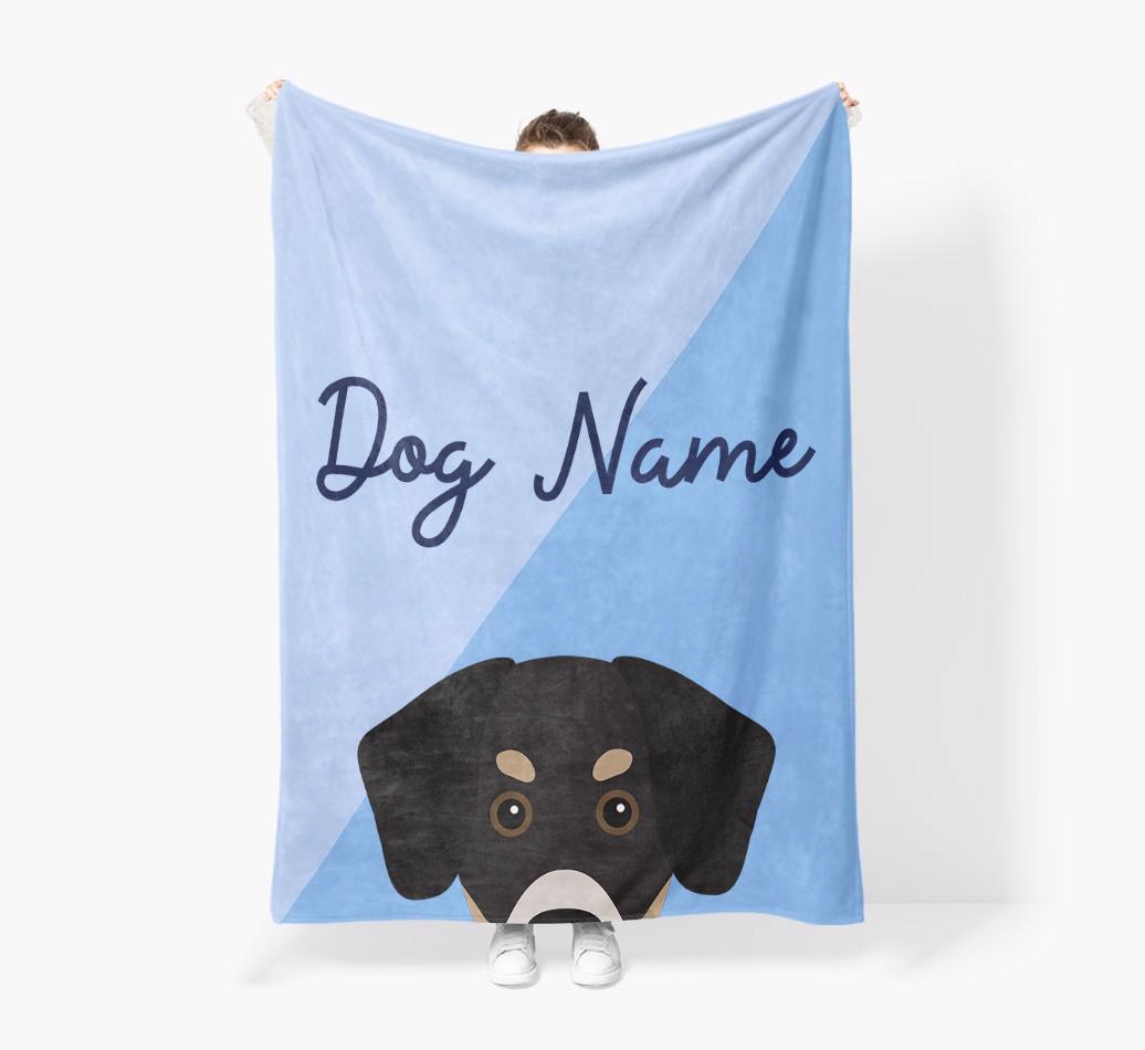 Peeking Name: Personalized {breedFullName} Premium Sherpa Fleece Blanket