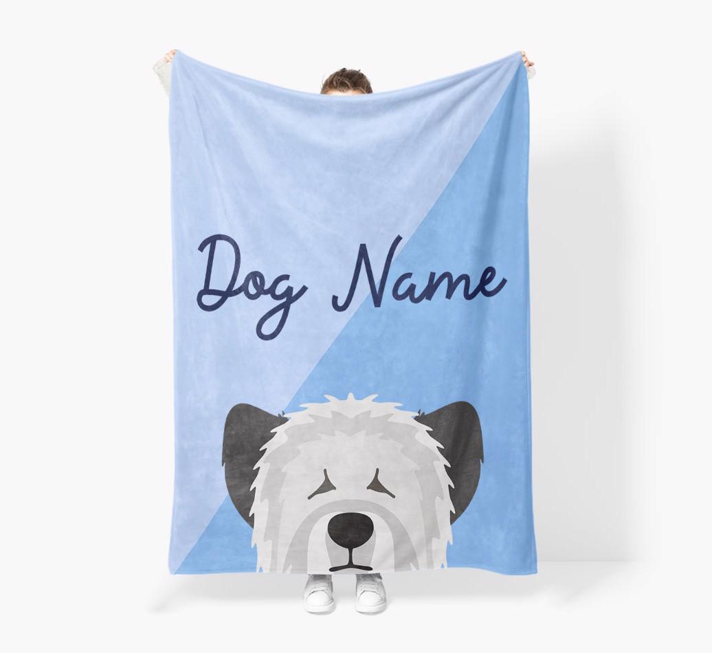 Peeking Name: Personalized {breedFullName} Premium Sherpa Fleece Blanket