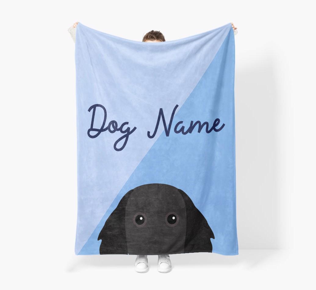 Peeking Name: Personalized {breedFullName} Premium Sherpa Fleece Blanket