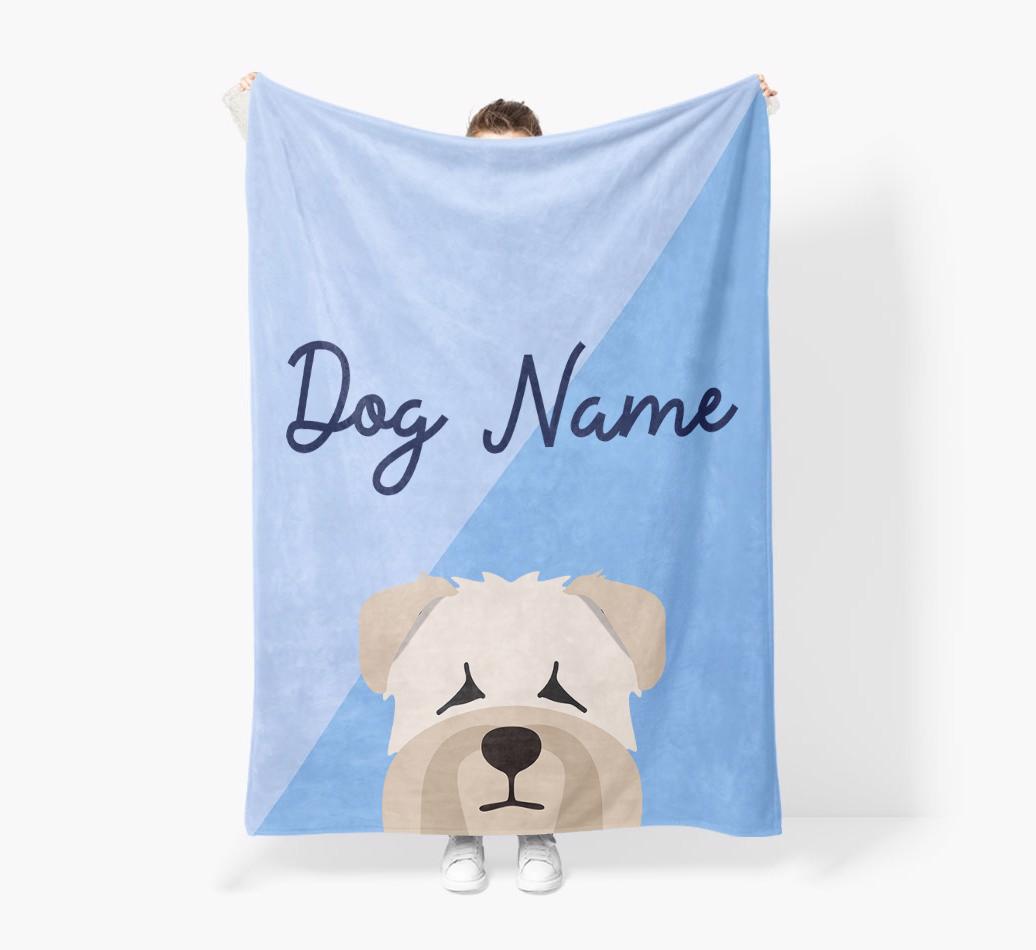 Peeking Name: Personalized {breedFullName} Premium Sherpa Fleece Blanket