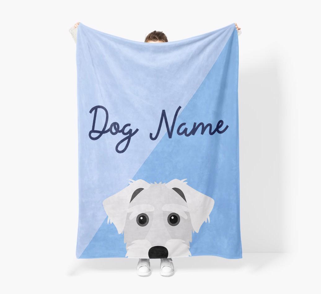 Peeking Name: Personalized {breedFullName} Premium Sherpa Fleece Blanket