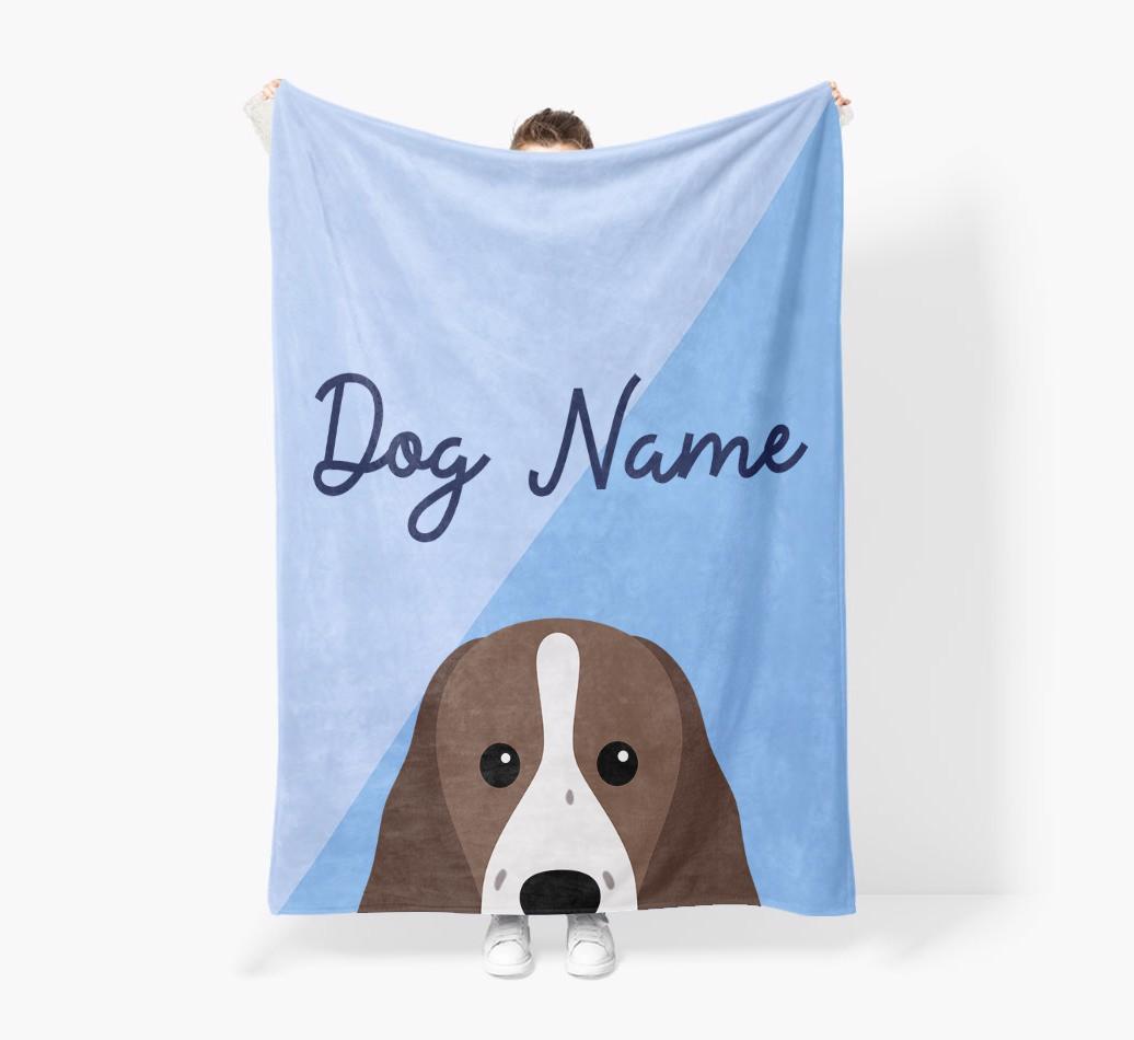 Peeking Name: Personalized {breedFullName} Premium Sherpa Fleece Blanket