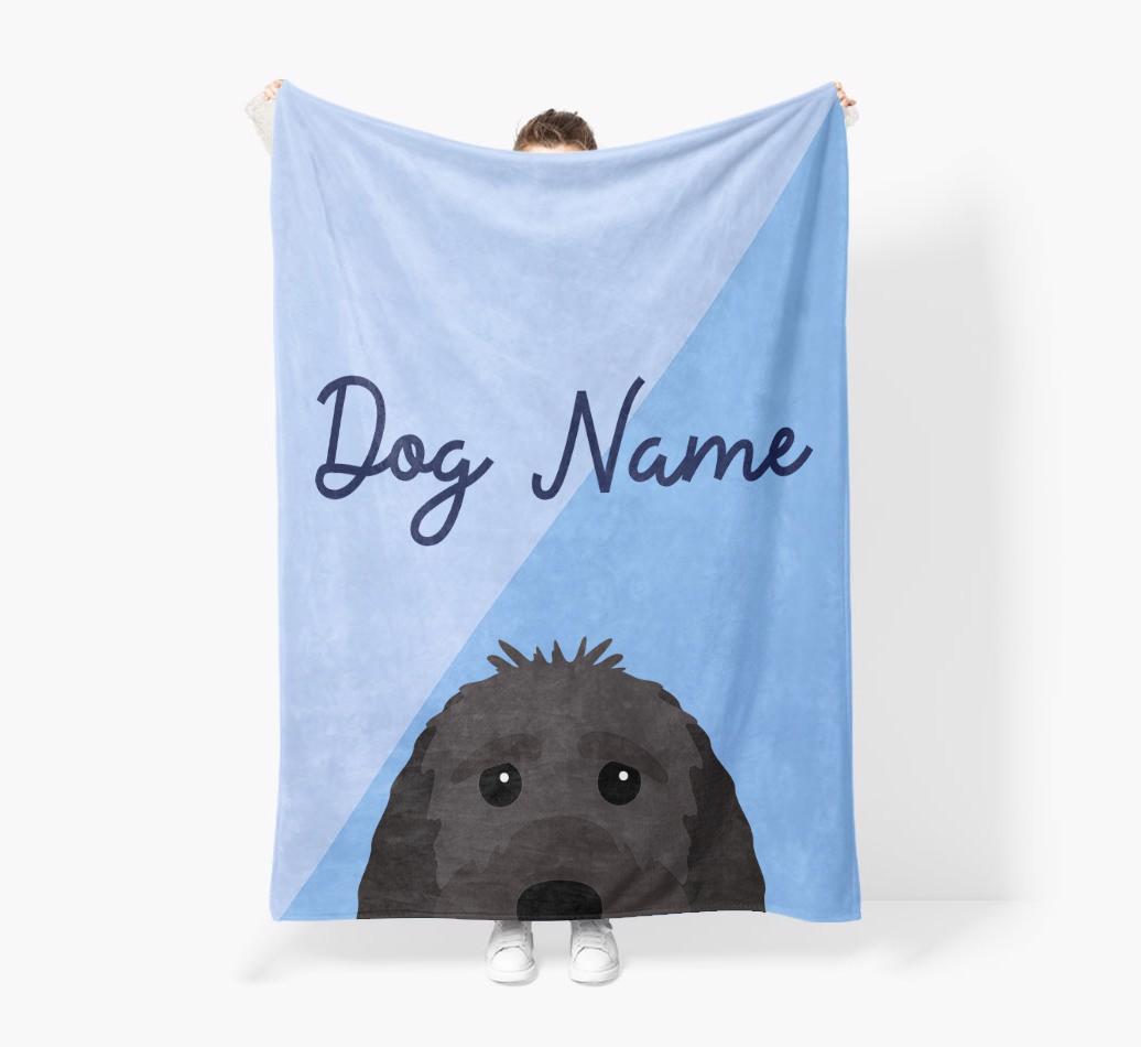 Peeking Name: Personalized {breedFullName} Premium Sherpa Fleece Blanket