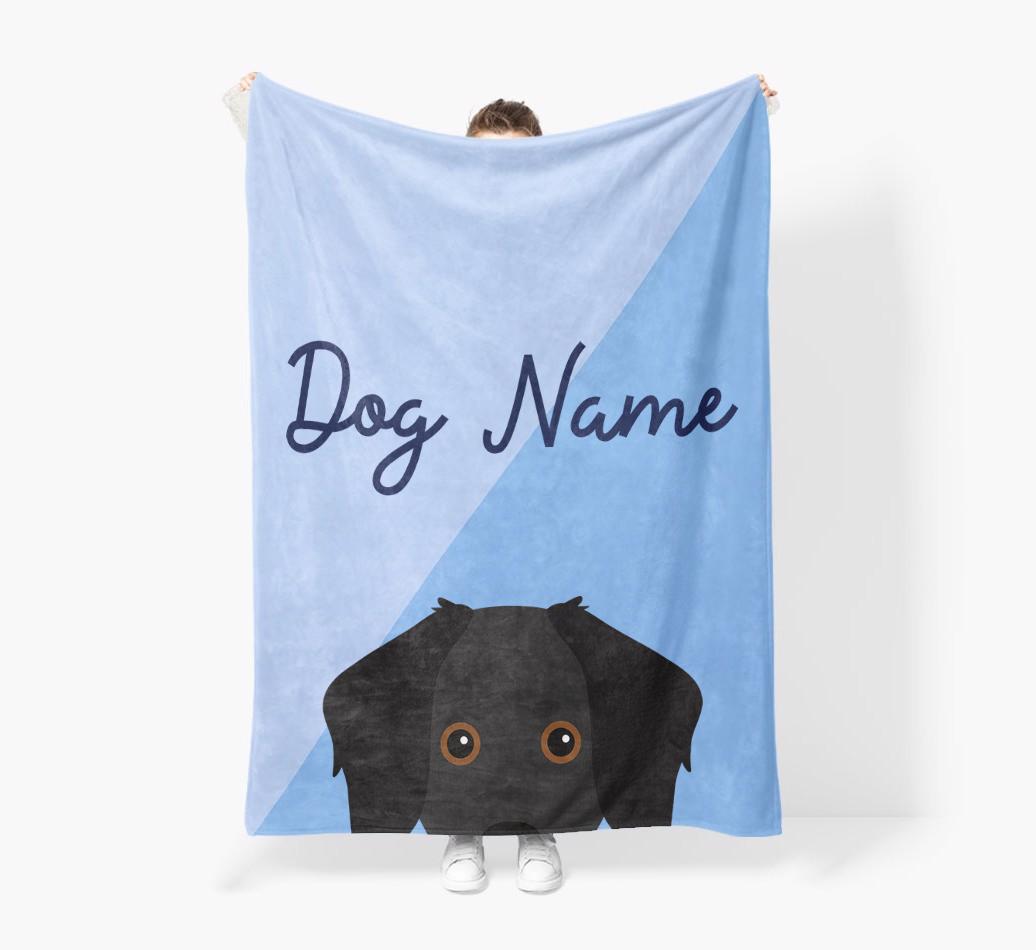 Peeking Name: Personalized {breedFullName} Premium Sherpa Fleece Blanket