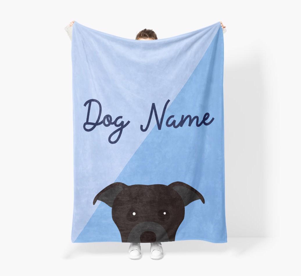 Peeking Name: Personalized {breedFullName} Premium Sherpa Fleece Blanket