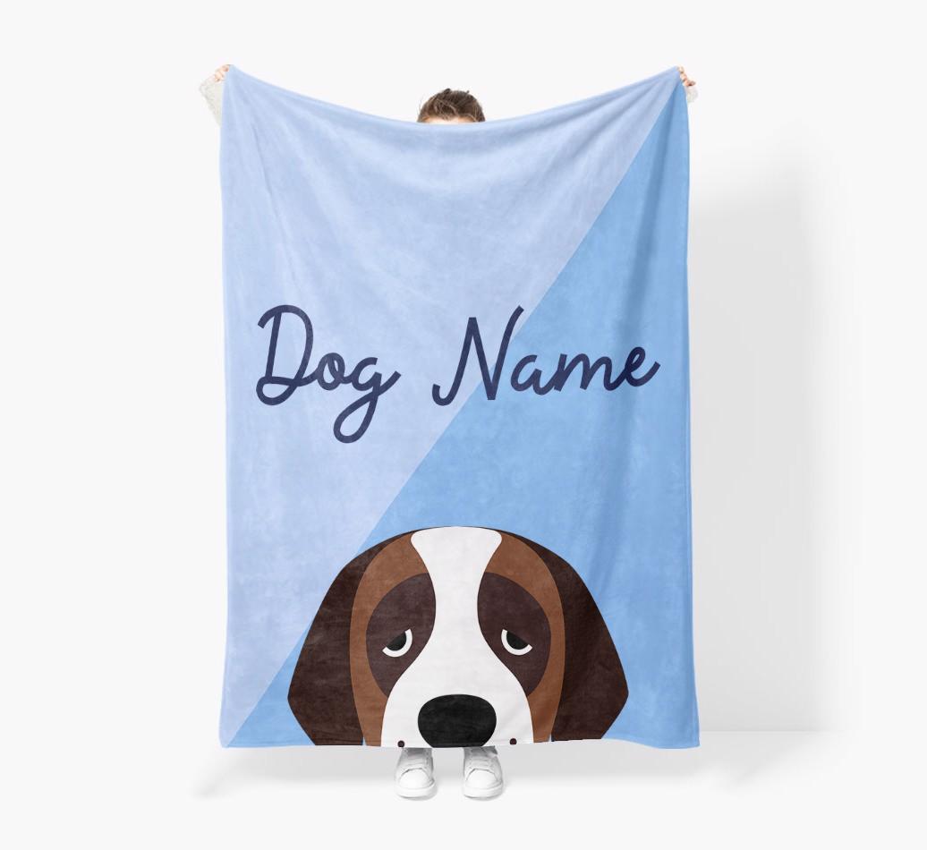 Peeking Name: Personalized {breedFullName} Premium Sherpa Fleece Blanket