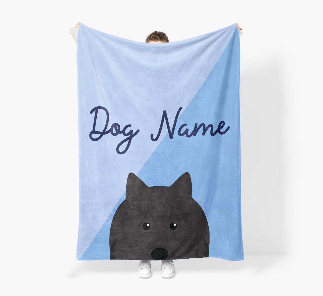 Peeking Name: Personalized {breedFullName} Premium Sherpa Fleece Blanket