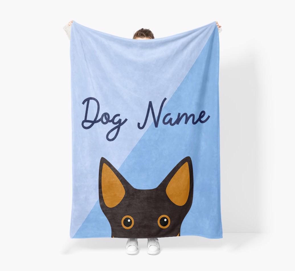 Peeking Name: Personalized {breedFullName} Premium Sherpa Fleece Blanket