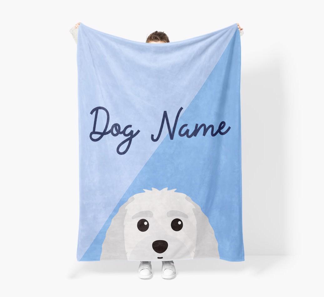 Peeking Name: Personalized {breedFullName} Premium Sherpa Fleece Blanket