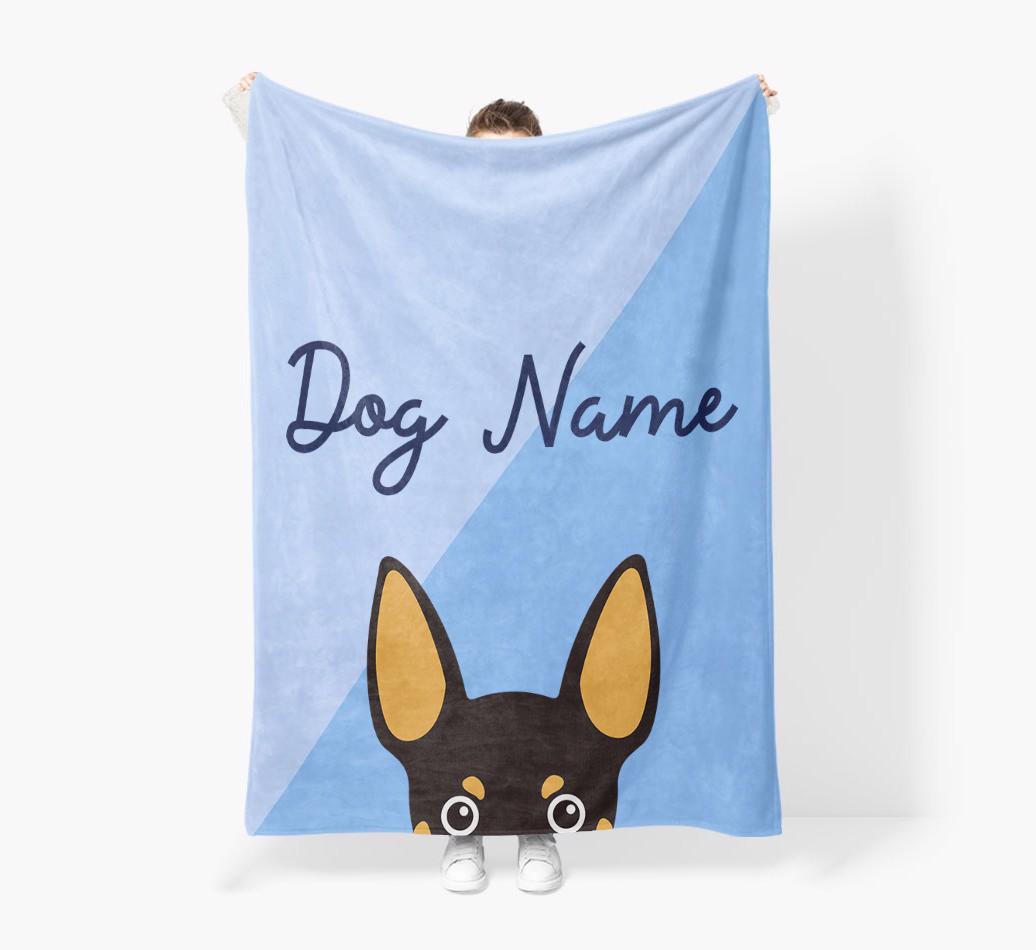 Peeking Name: Personalized {breedFullName} Premium Sherpa Fleece Blanket