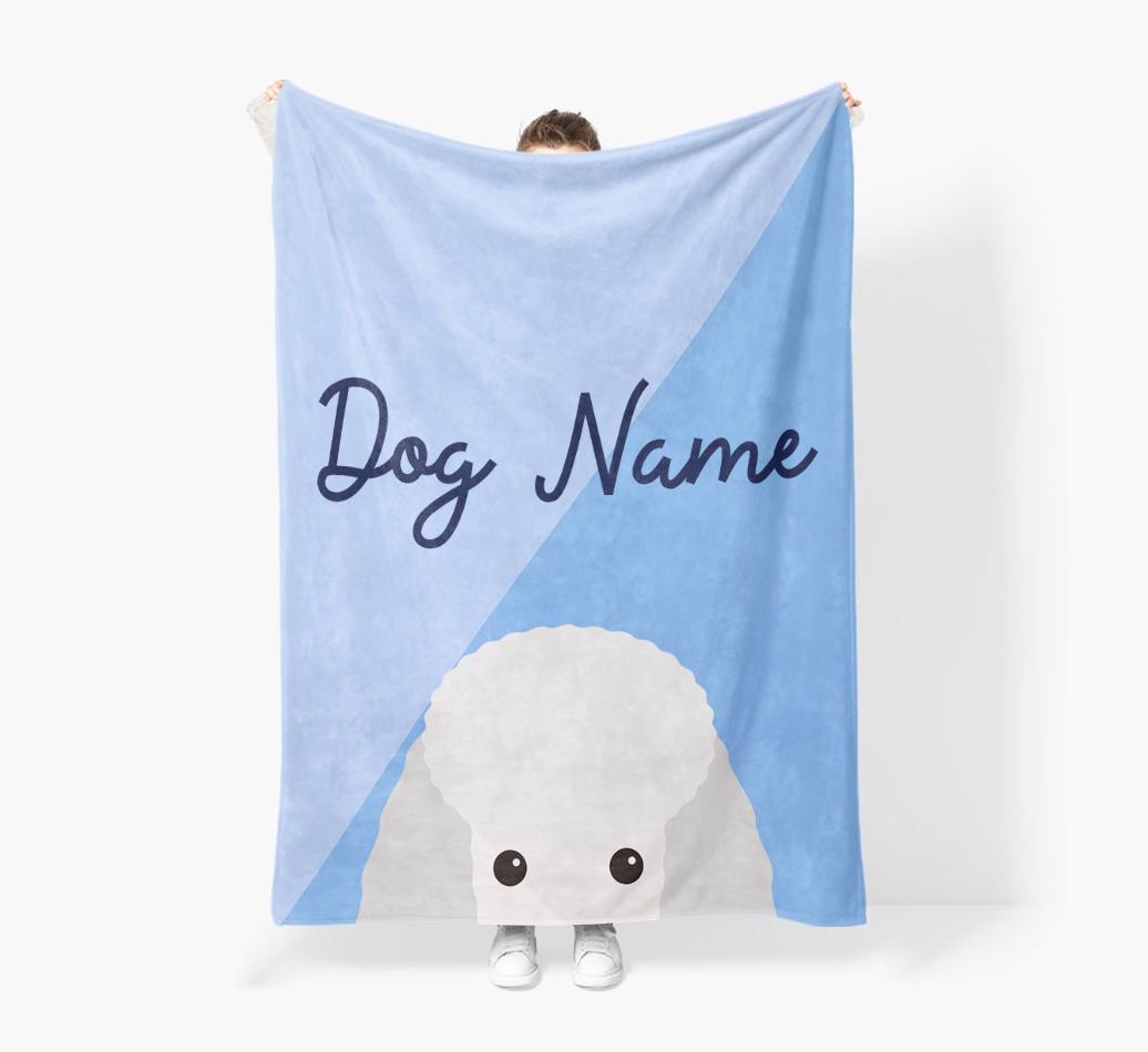 Peeking Name: Personalized {breedFullName} Premium Sherpa Fleece Blanket