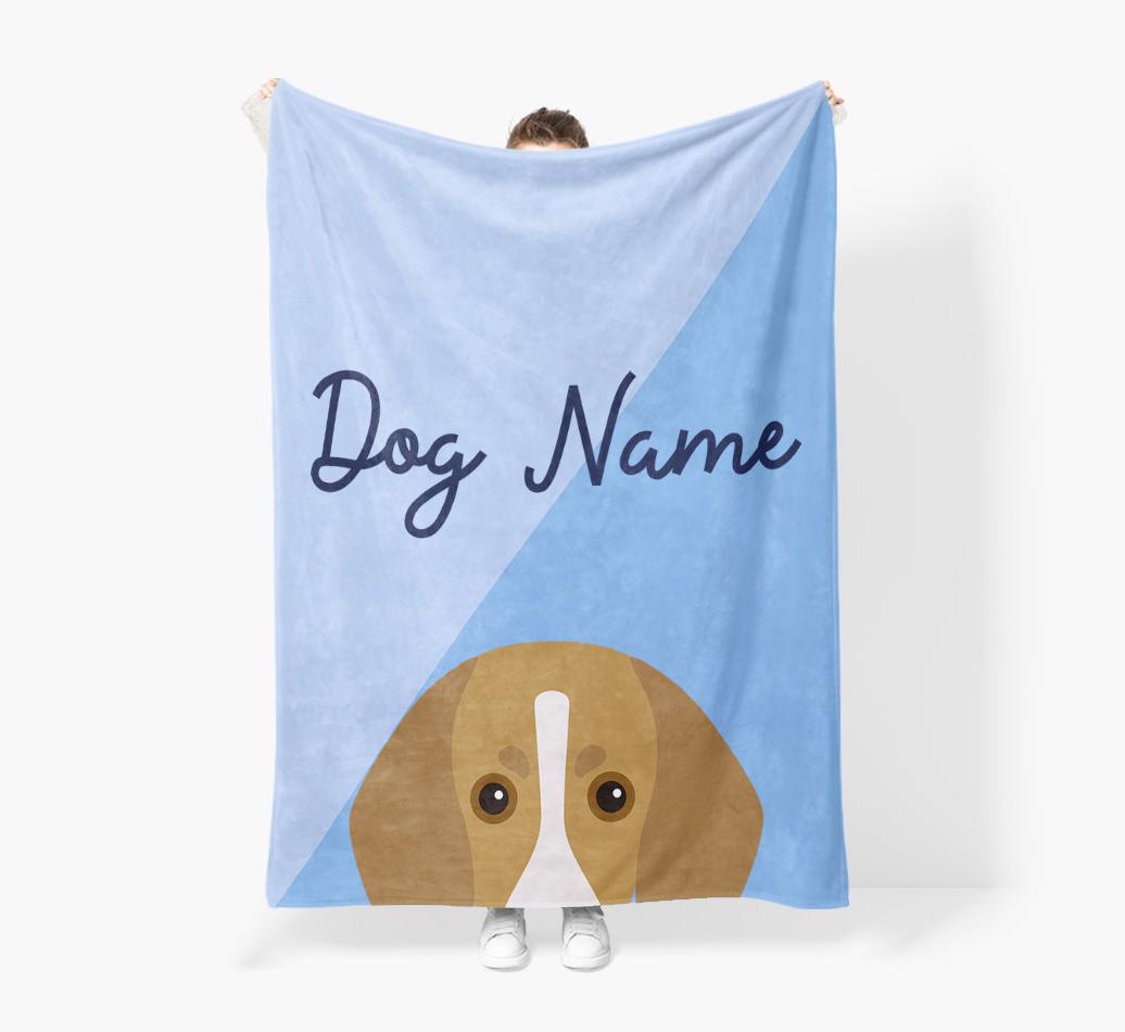 Peeking Name: Personalized {breedFullName} Premium Sherpa Fleece Blanket