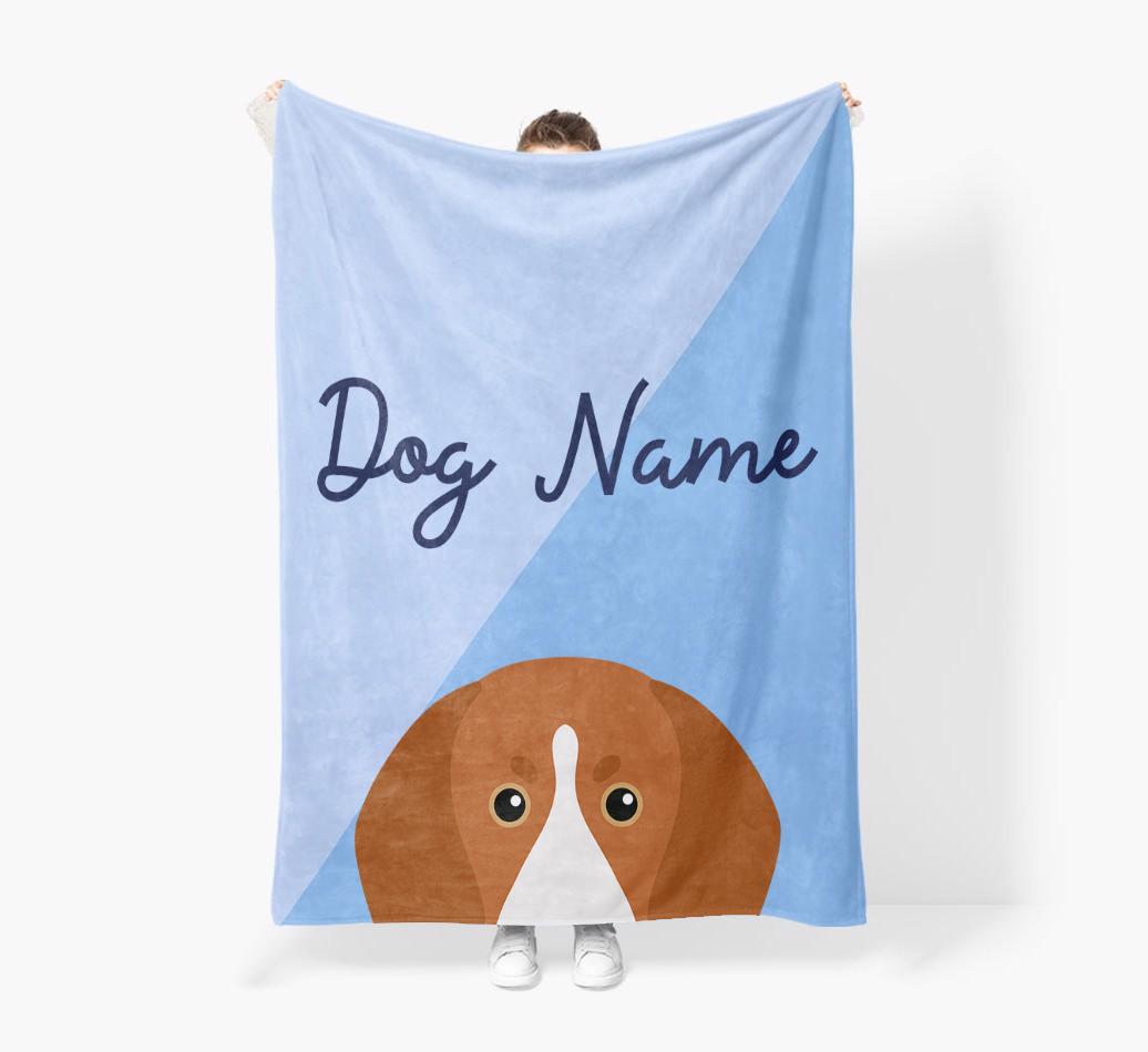 Peeking Name: Personalized {breedFullName} Premium Sherpa Fleece Blanket