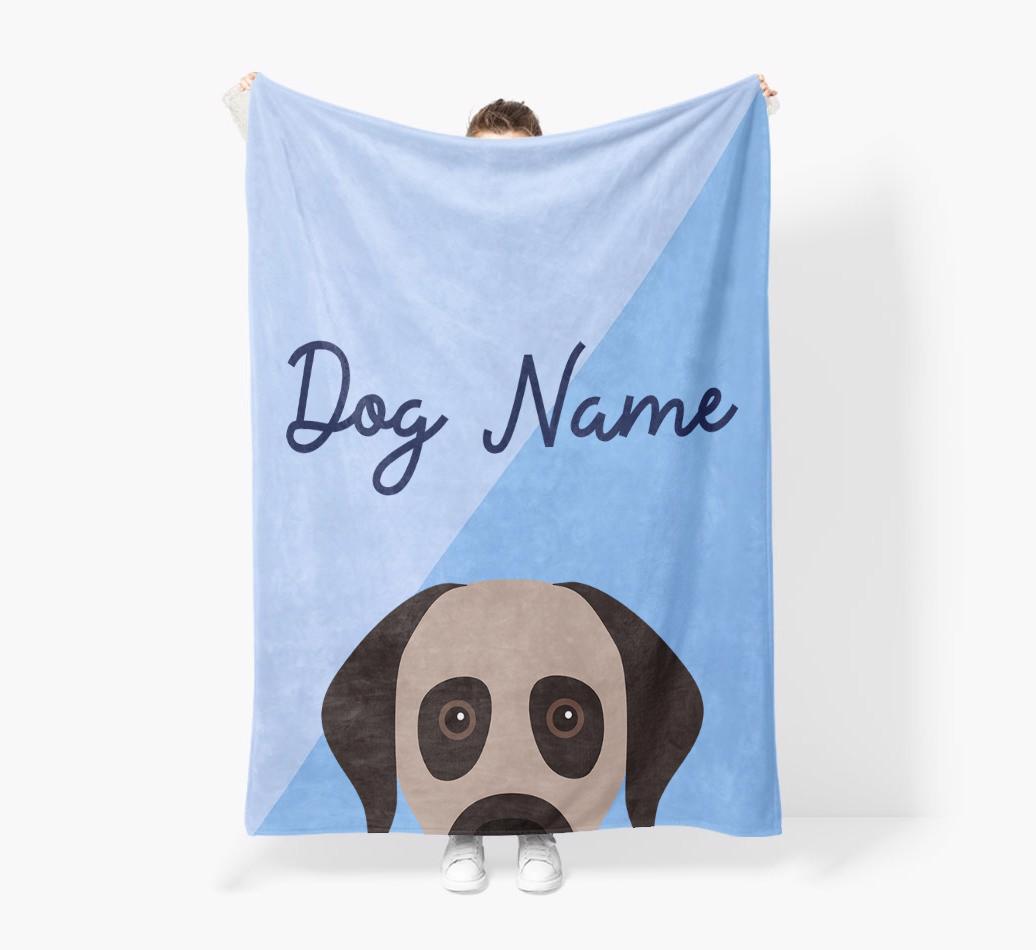 Peeking Name: Personalized {breedFullName} Premium Sherpa Fleece Blanket