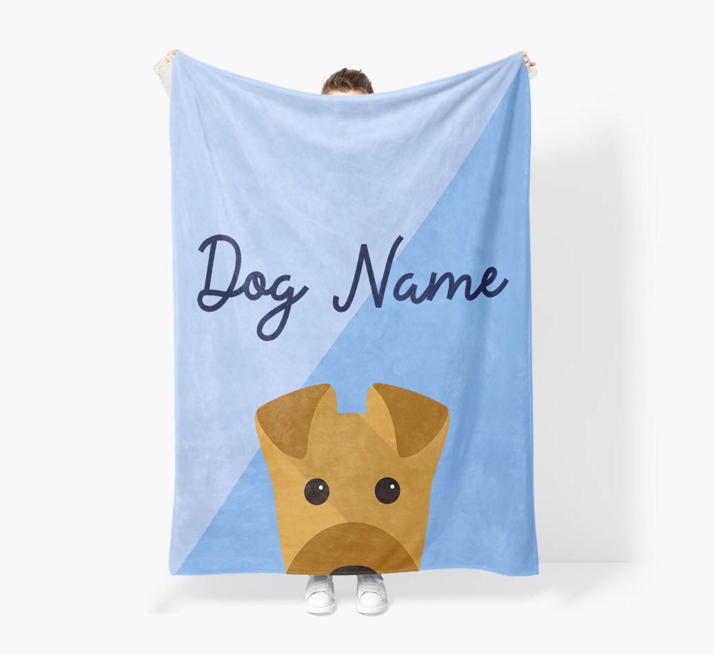 Peeking Name: Personalized {breedFullName} Premium Sherpa Fleece Blanket