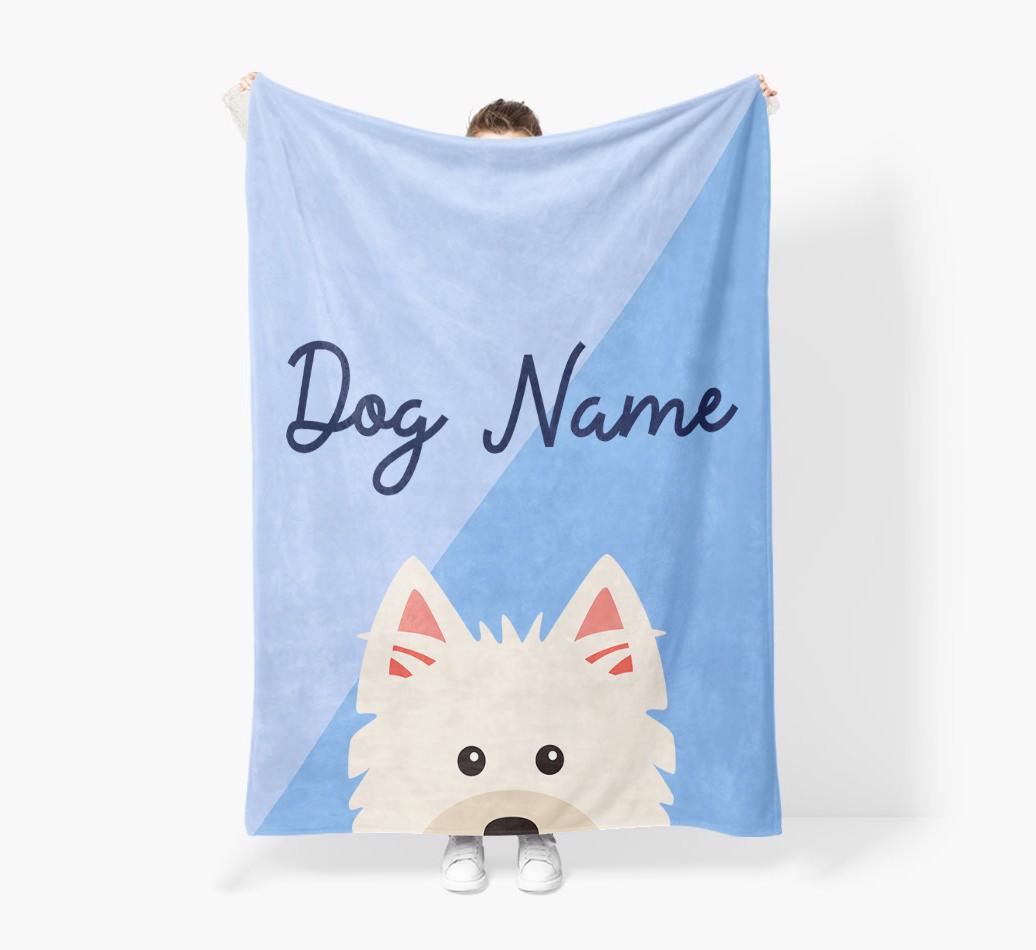 Peeking Name: Personalized {breedFullName} Premium Sherpa Fleece Blanket
