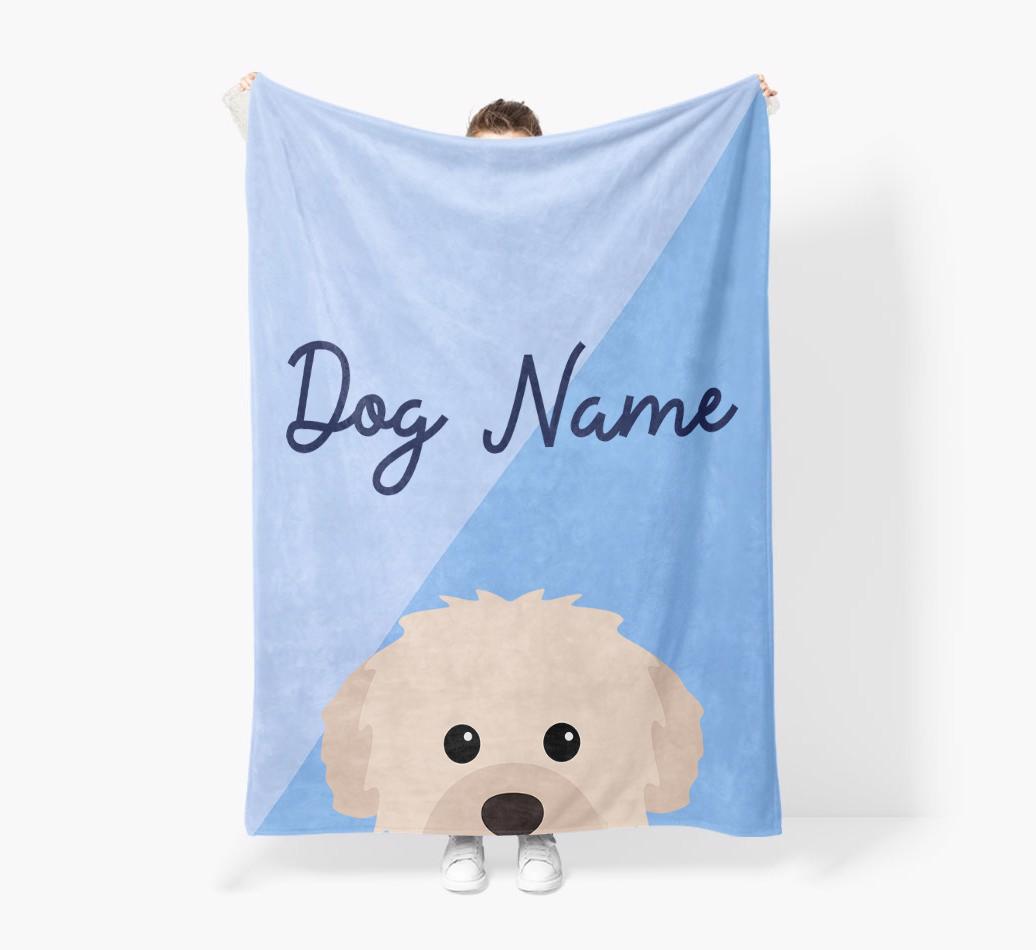Peeking Name: Personalized {breedFullName} Premium Sherpa Fleece Blanket