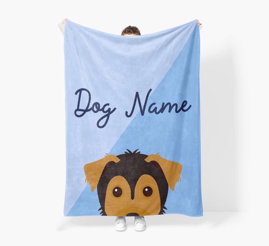 Peeking Name: Personalized {breedFullName} Premium Sherpa Fleece Blanket