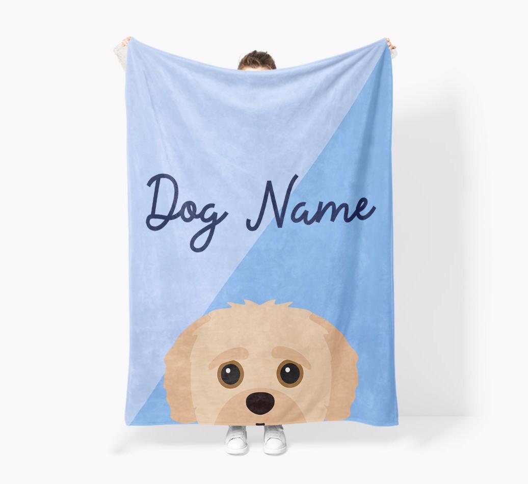 Peeking Name: Personalized {breedFullName} Premium Sherpa Fleece Blanket