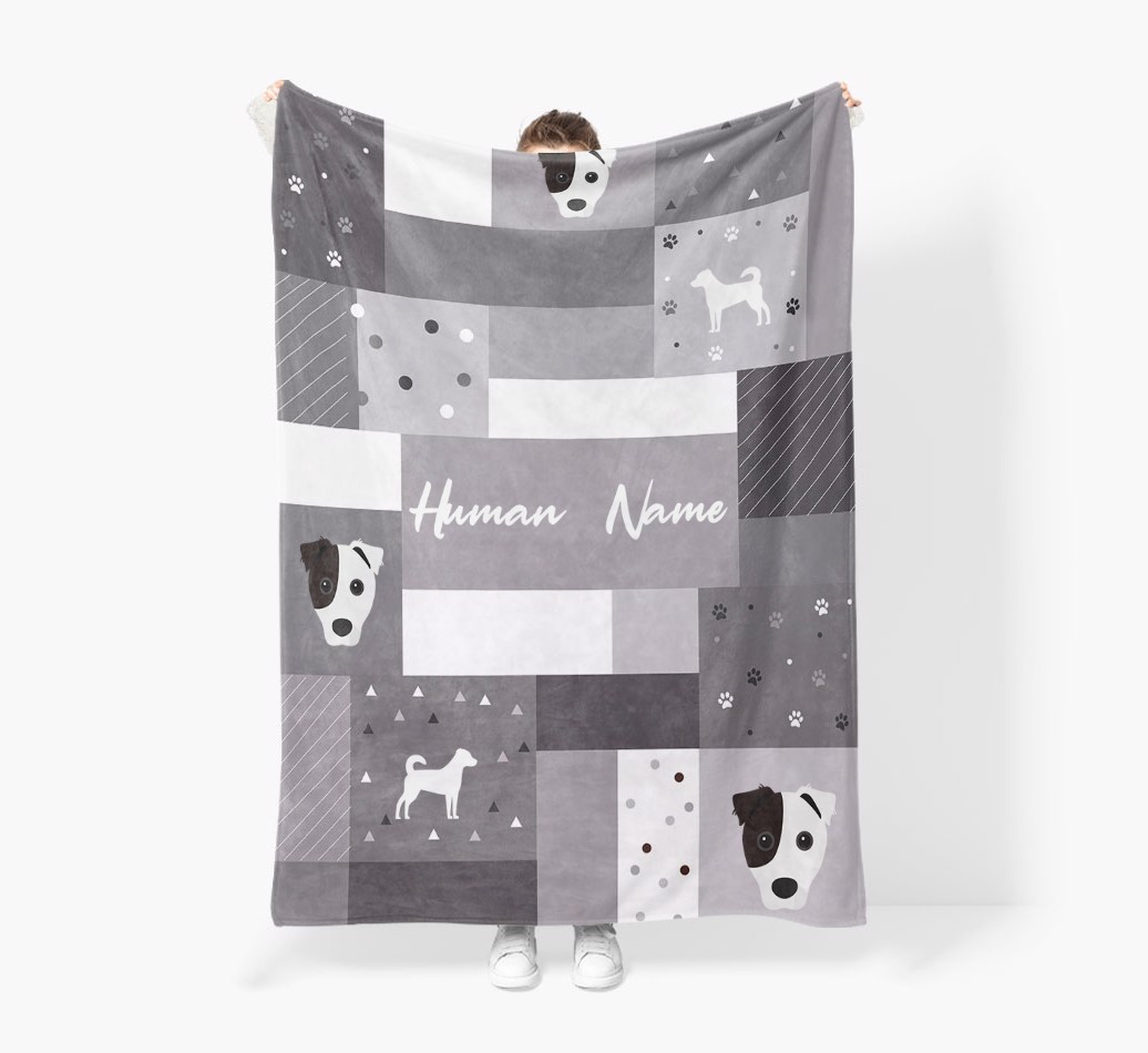 Patchwork: Personalised {breedFullName} Premium Sherpa Fleece Blanket
