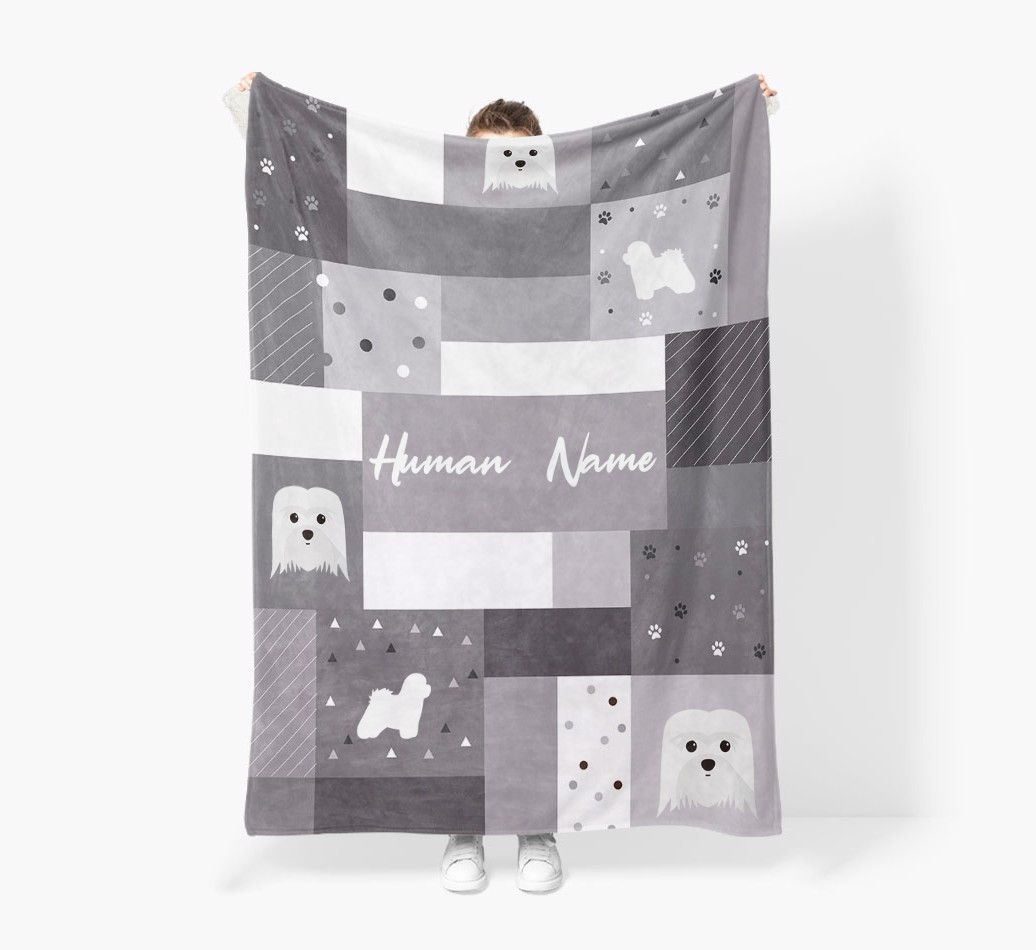 Patchwork: Personalized {breedFullName} Premium Sherpa Fleece Blanket