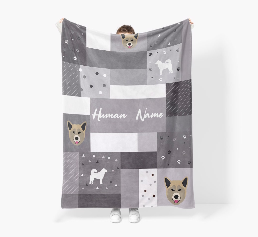 Patchwork: Personalised {breedFullName} Premium Sherpa Fleece Blanket